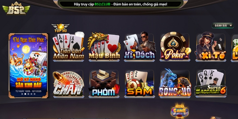 b52 club 9 Sảnh game bài đa dạng tại B52 Club